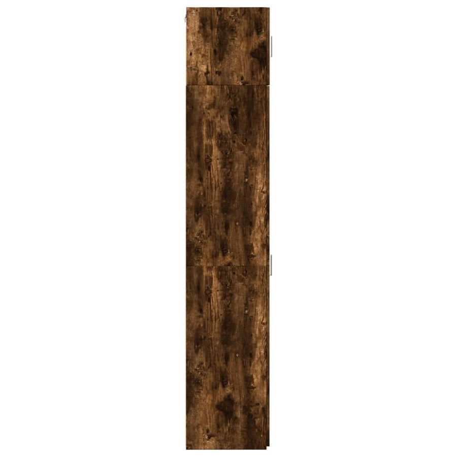Opbergkast smal 40x42,5x225 cm bewerkt hout gerookt eikenkleur
