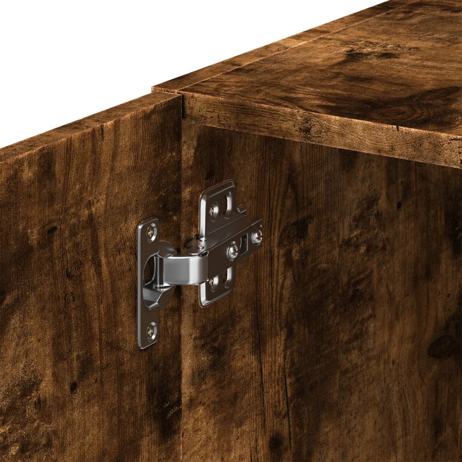 Opbergkast smal 40x42,5x225 cm bewerkt hout gerookt eikenkleur