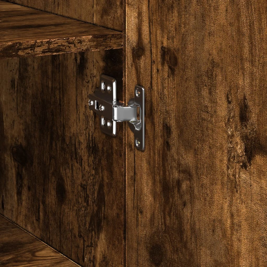 Opbergkast smal 40x42,5x225 cm bewerkt hout gerookt eikenkleur