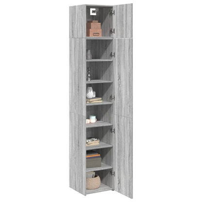 Opbergkast smal 40x42,5x225 cm bewerkt hout grijs sonoma eiken