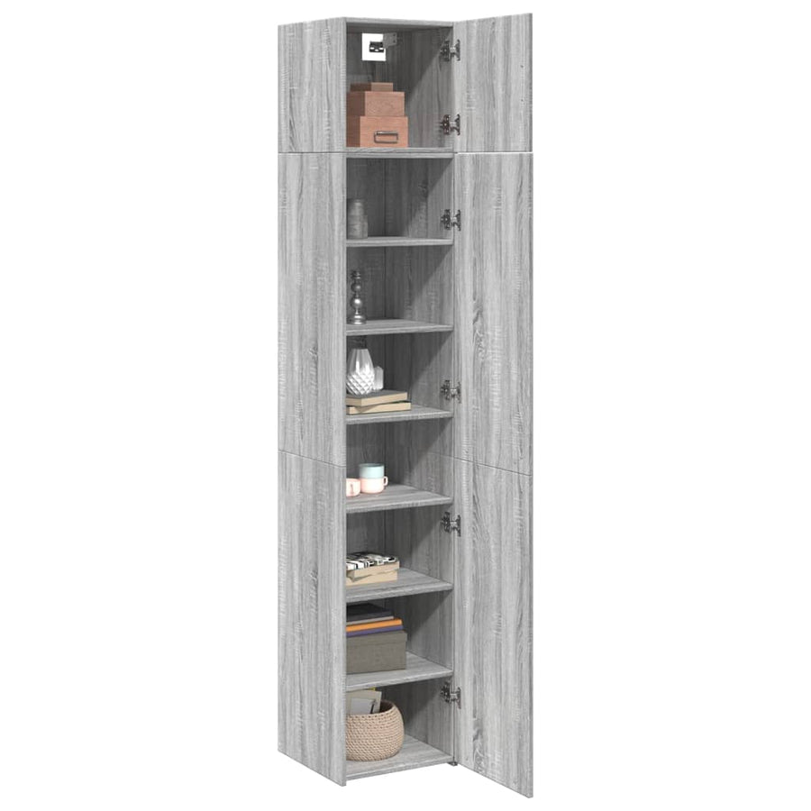 Opbergkast smal 40x42,5x225 cm bewerkt hout grijs sonoma eiken