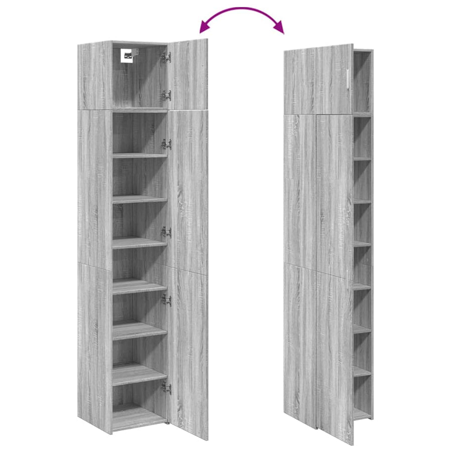 Opbergkast smal 40x42,5x225 cm bewerkt hout grijs sonoma eiken