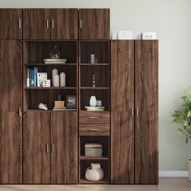 Opbergkast smal 40x42,5x225 cm bewerkt hout bruin eikenkleurig