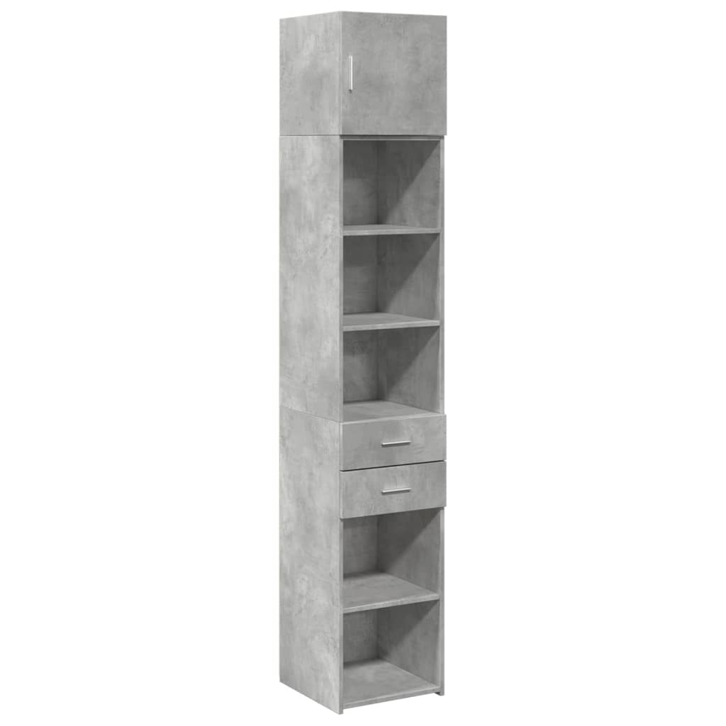 Opbergkast Smal 40X42,5X225 Cm Bewerkt Hout 1 40 x 42.5 x 225 cm Betongrijs