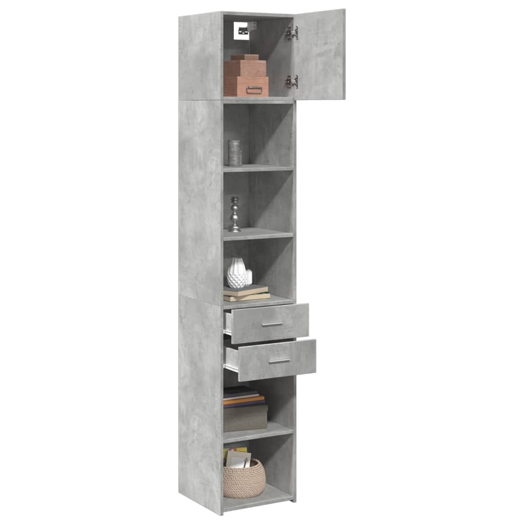 Opbergkast Smal 40X42,5X225 Cm Bewerkt Hout 1 40 x 42.5 x 225 cm Betongrijs