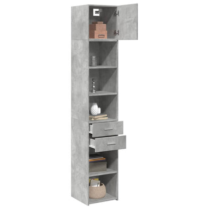 Opbergkast Smal 40X42,5X225 Cm Bewerkt Hout 1 40 x 42.5 x 225 cm Betongrijs