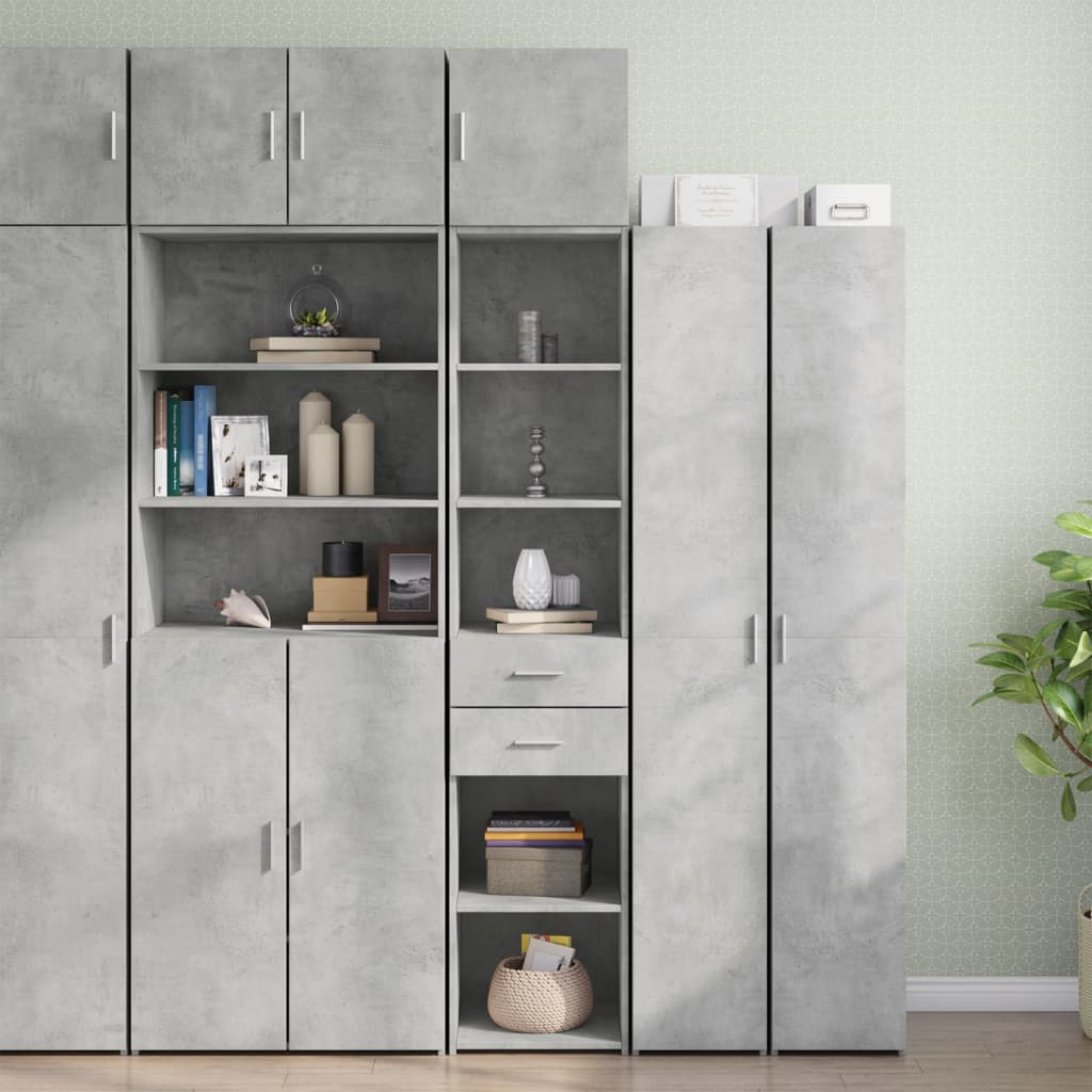Opbergkast Smal 40X42,5X225 Cm Bewerkt Hout 1 40 x 42.5 x 225 cm Betongrijs