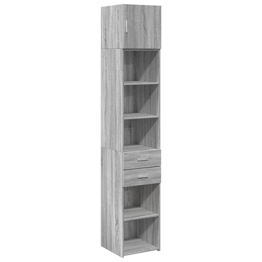 Opbergkast smal 40x42,5x225 cm bewerkt hout grijs sonoma eiken