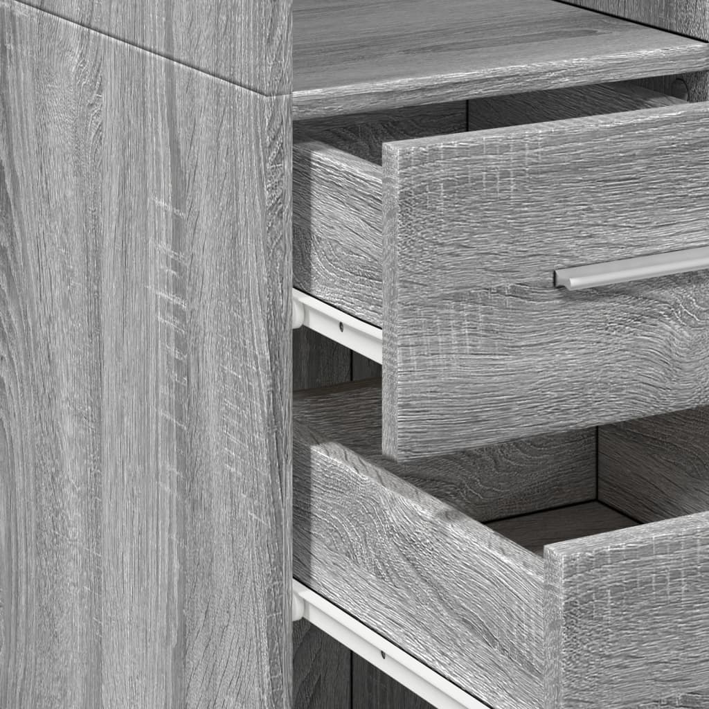 Opbergkast smal 40x42,5x225 cm bewerkt hout grijs sonoma eiken