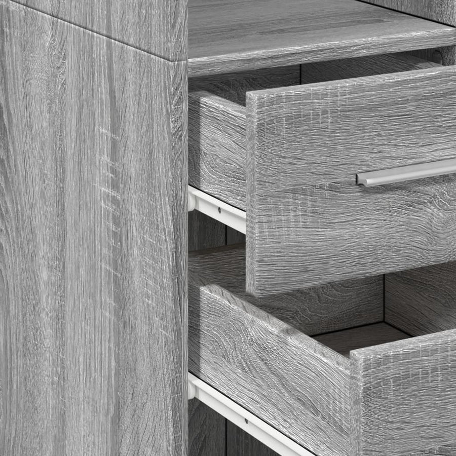 Opbergkast smal 40x42,5x225 cm bewerkt hout grijs sonoma eiken