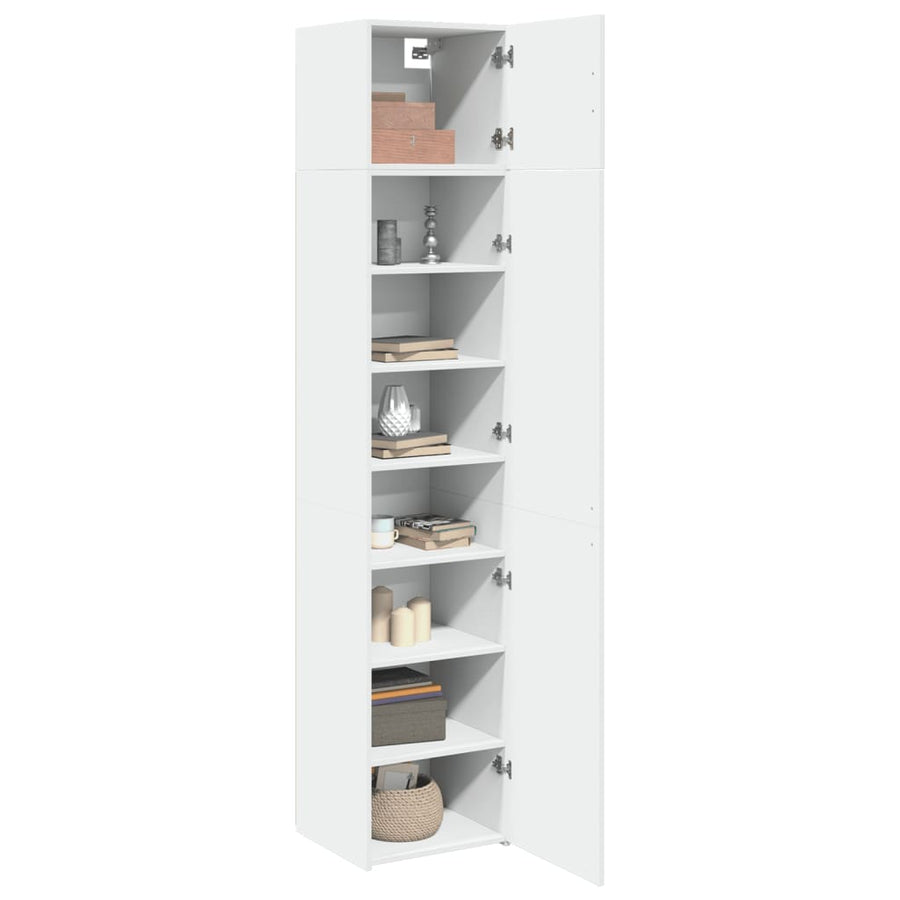 Opbergkast Smal 45X42,5X225 Cm Bewerkt Hout Wit