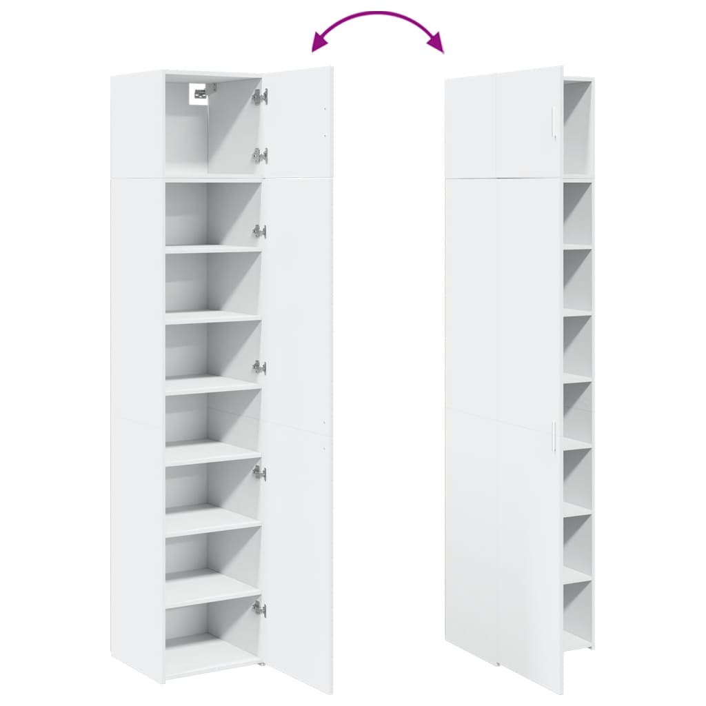 Opbergkast Smal 45X42,5X225 Cm Bewerkt Hout Wit