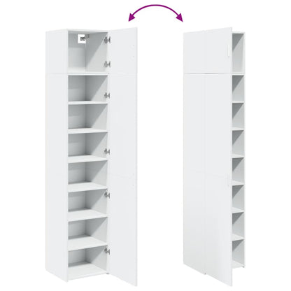 Opbergkast Smal 45X42,5X225 Cm Bewerkt Hout Wit