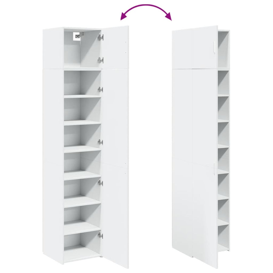 Opbergkast Smal 45X42,5X225 Cm Bewerkt Hout Wit