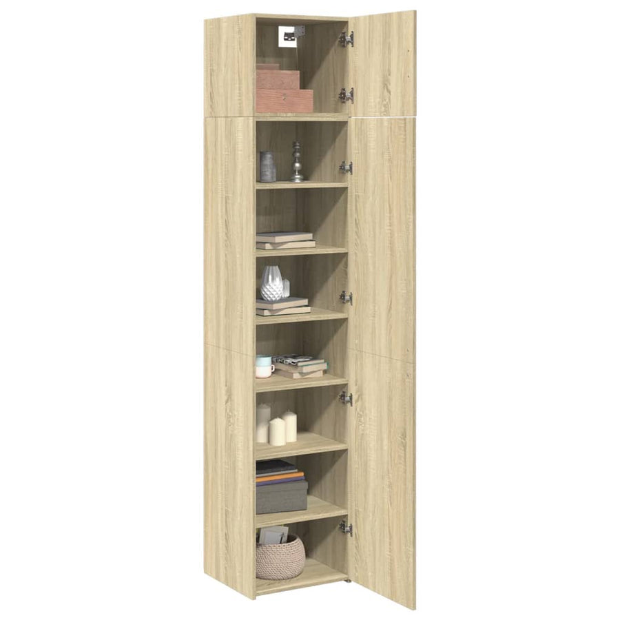 Opbergkast Smal 45X42,5X225 Cm Bewerkt Hout Kleurig Sonoma eiken