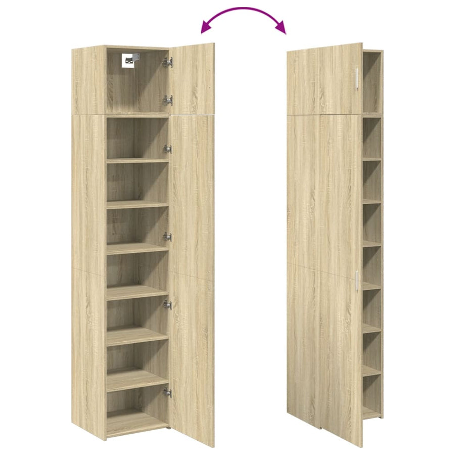 Opbergkast Smal 45X42,5X225 Cm Bewerkt Hout Kleurig Sonoma eiken
