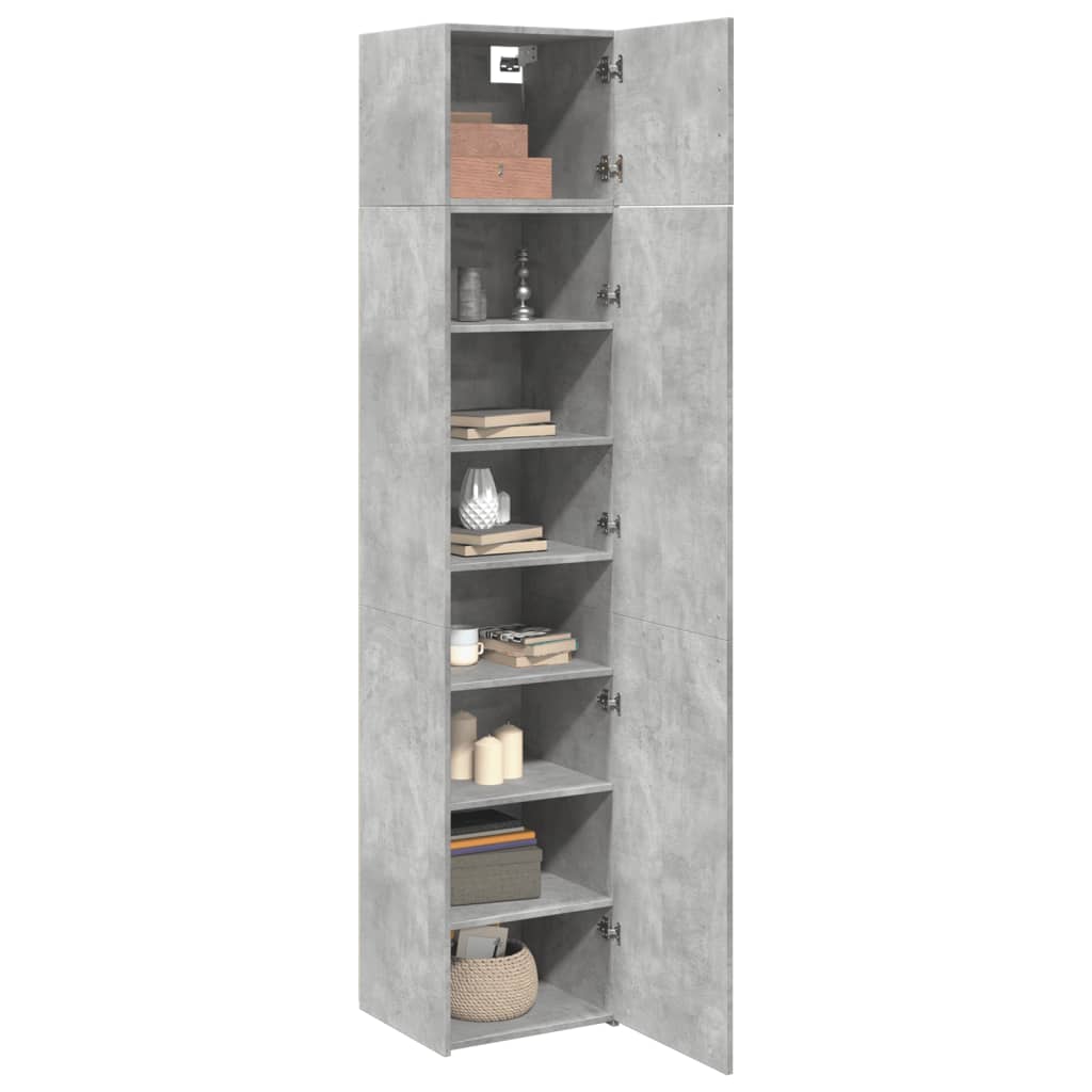 Opbergkast smal 45x42,5x225 cm bewerkt hout betongrijs