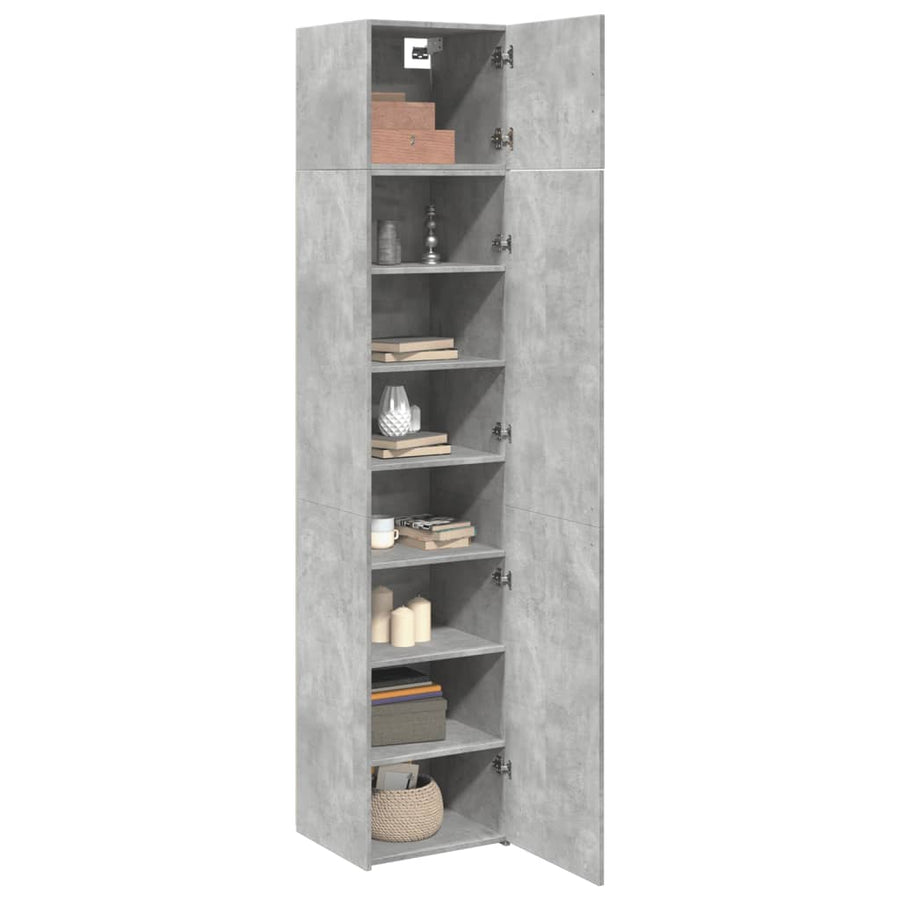 Opbergkast smal 45x42,5x225 cm bewerkt hout betongrijs