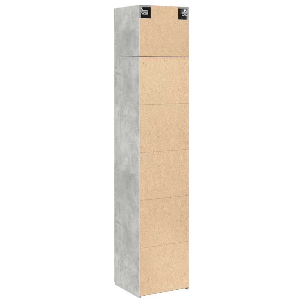 Opbergkast smal 45x42,5x225 cm bewerkt hout betongrijs