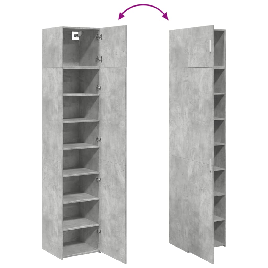 Opbergkast smal 45x42,5x225 cm bewerkt hout betongrijs