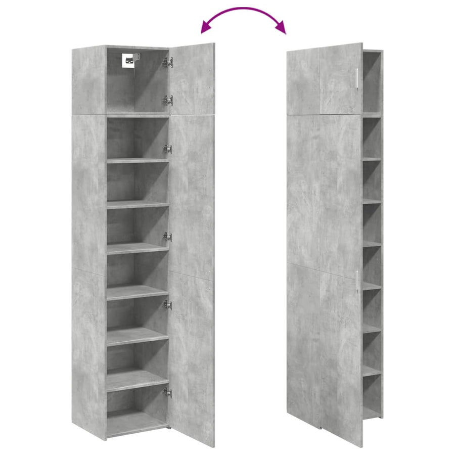 Opbergkast smal 45x42,5x225 cm bewerkt hout betongrijs