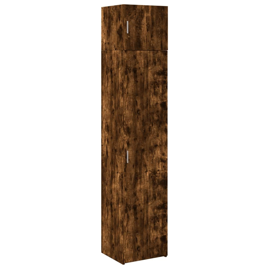 Opbergkast smal 45x42,5x225 cm bewerkt hout gerookt eikenkleur