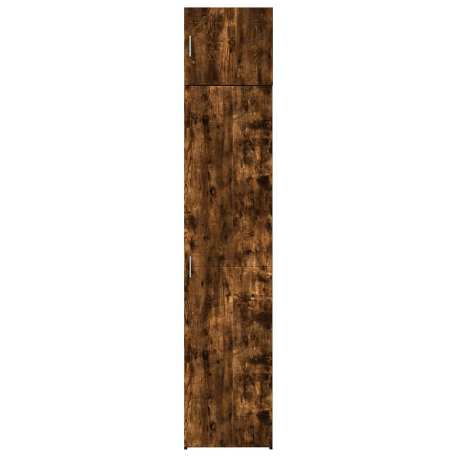 Opbergkast smal 45x42,5x225 cm bewerkt hout gerookt eikenkleur