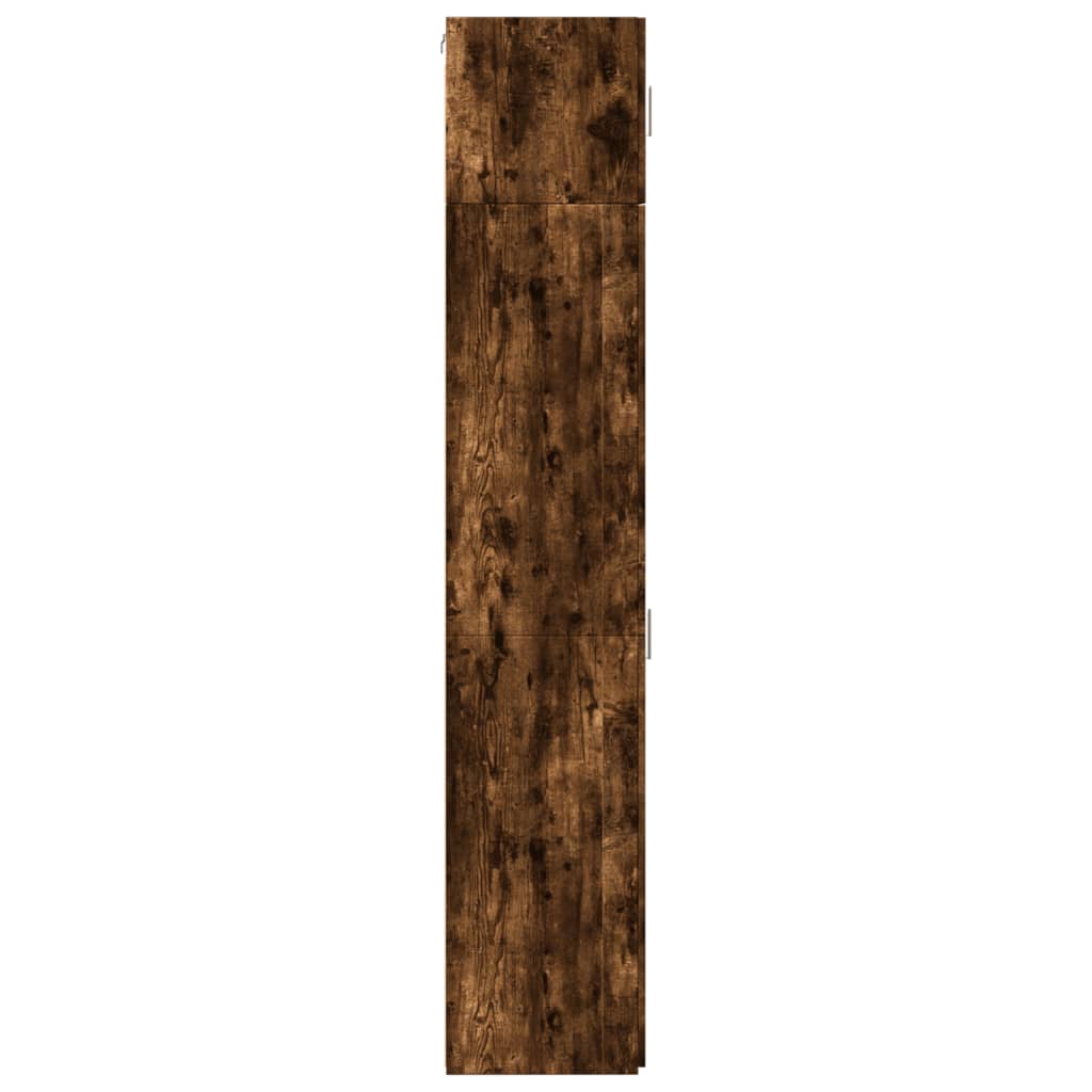 Opbergkast smal 45x42,5x225 cm bewerkt hout gerookt eikenkleur
