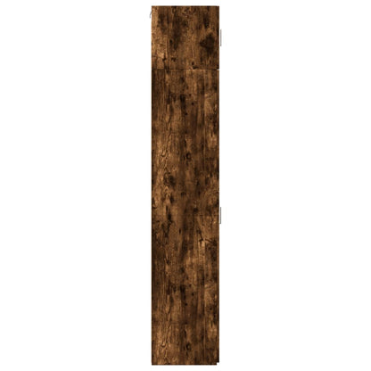 Opbergkast smal 45x42,5x225 cm bewerkt hout gerookt eikenkleur