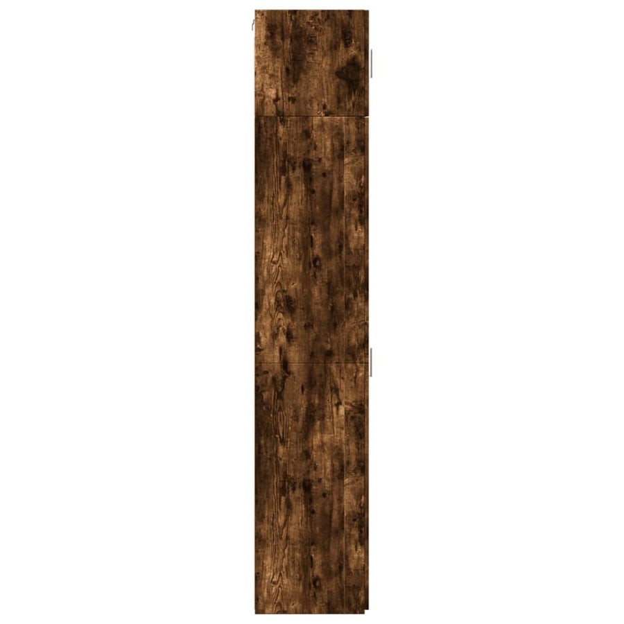 Opbergkast smal 45x42,5x225 cm bewerkt hout gerookt eikenkleur