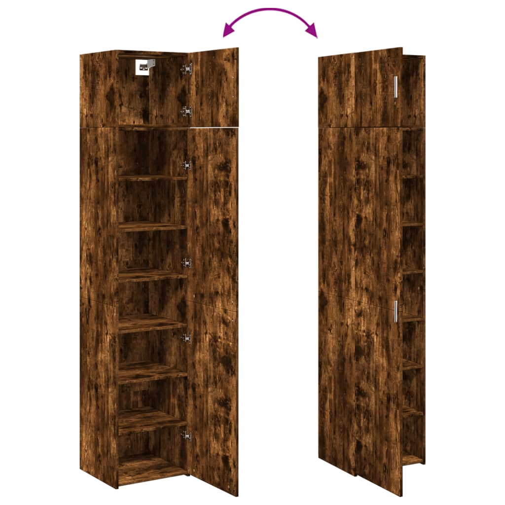 Opbergkast smal 45x42,5x225 cm bewerkt hout gerookt eikenkleur