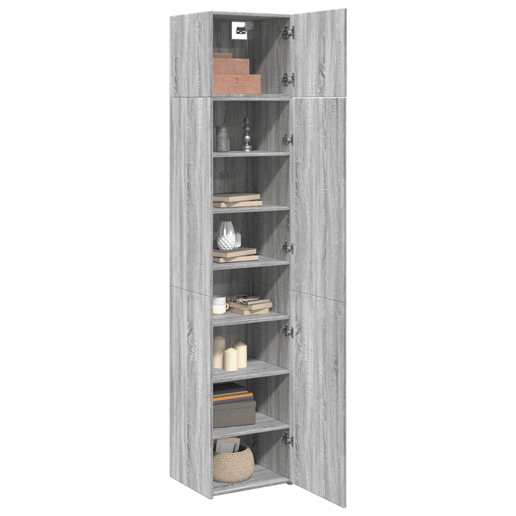 Opbergkast smal 45x42,5x225 cm bewerkt hout grijs sonoma eiken