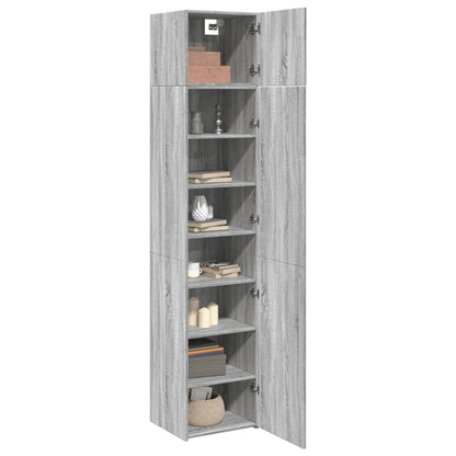 Opbergkast smal 45x42,5x225 cm bewerkt hout grijs sonoma eiken