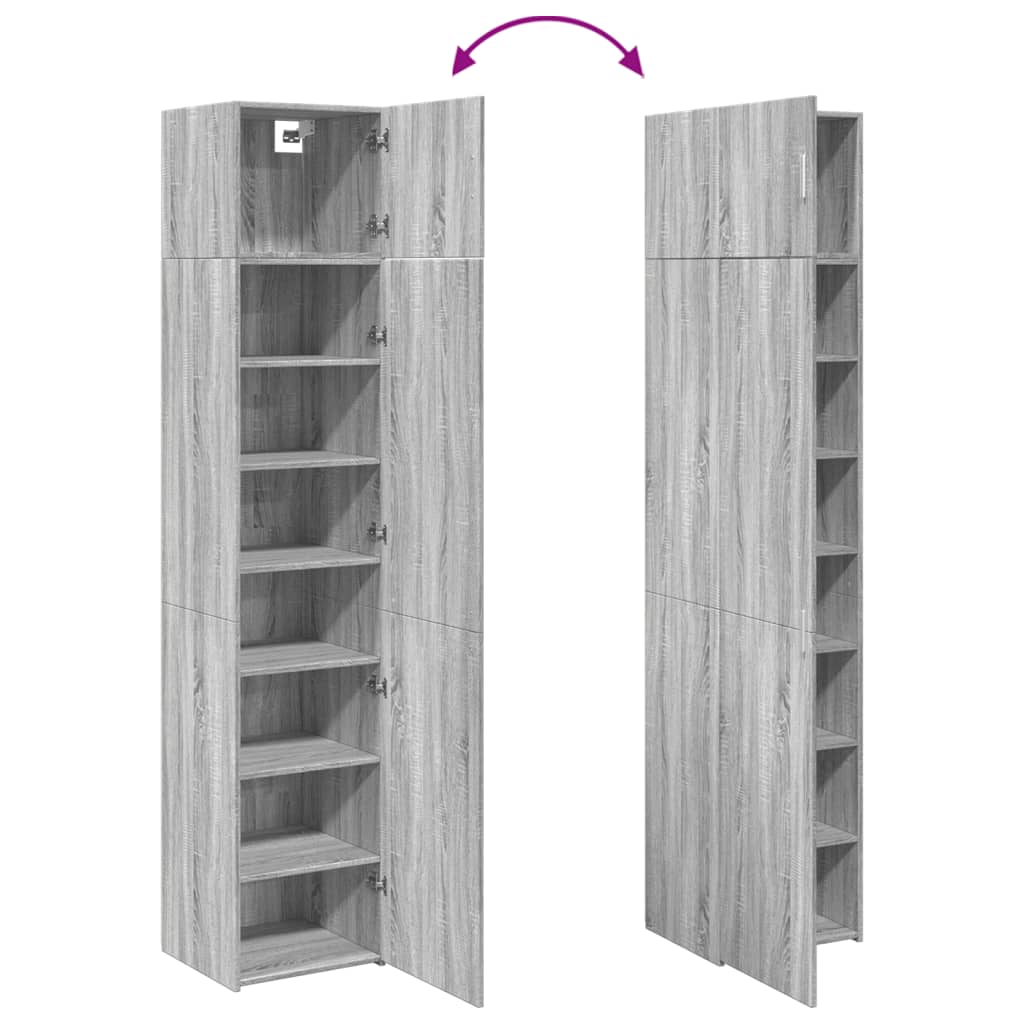 Opbergkast smal 45x42,5x225 cm bewerkt hout grijs sonoma eiken