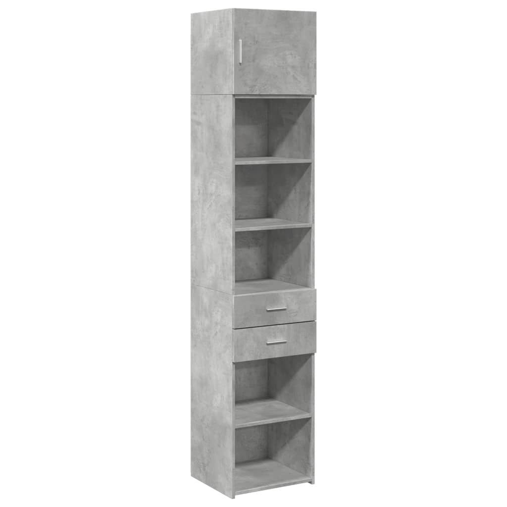 Opbergkast smal 45x42,5x225 cm bewerkt hout betongrijs