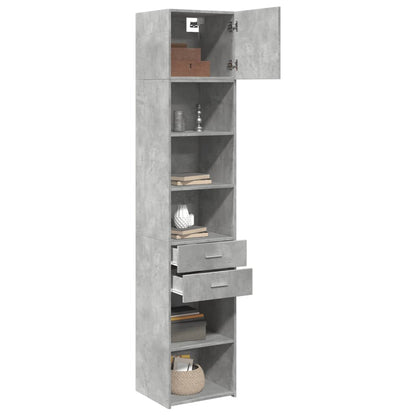 Opbergkast smal 45x42,5x225 cm bewerkt hout betongrijs