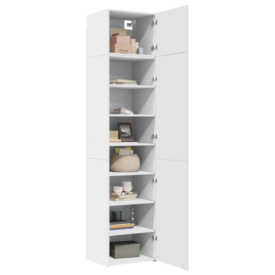 Opbergkast Smal 50X42,5X225 Cm Bewerkt Hout Wit