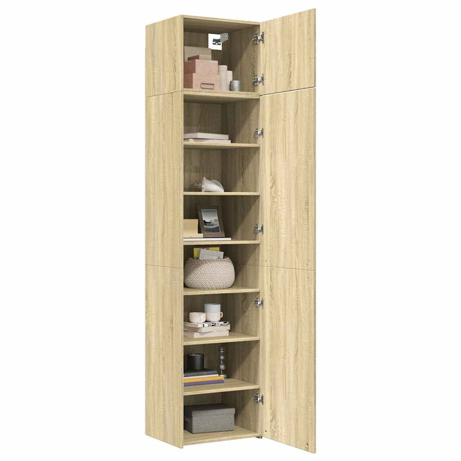 Opbergkast Smal 50X42,5X225 Cm Bewerkt Hout Kleurig Sonoma eiken