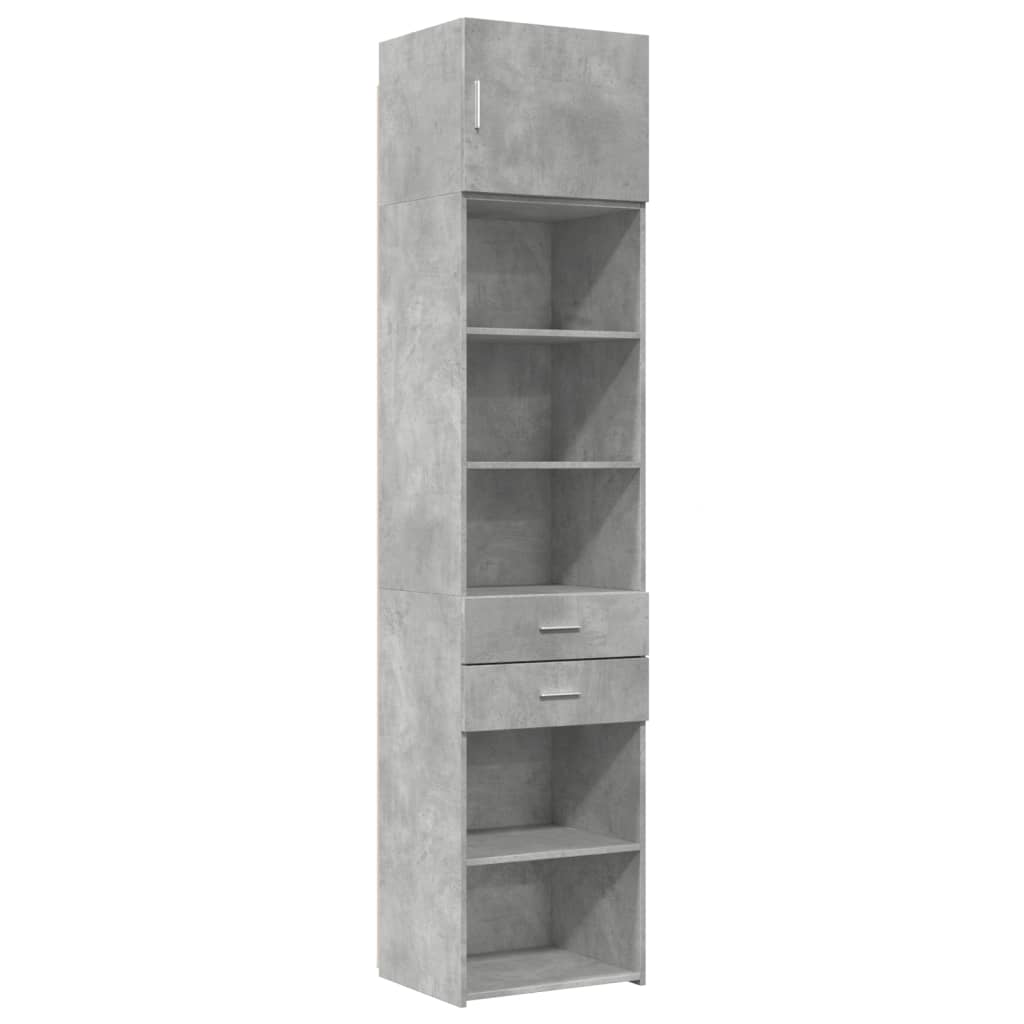 Opbergkast smal 50x42,5x225 cm bewerkt hout betongrijs