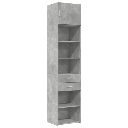 Opbergkast smal 50x42,5x225 cm bewerkt hout betongrijs