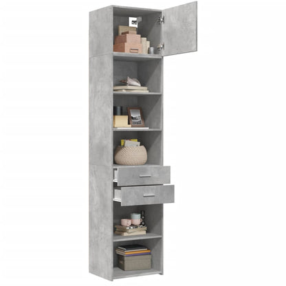 Opbergkast smal 50x42,5x225 cm bewerkt hout betongrijs