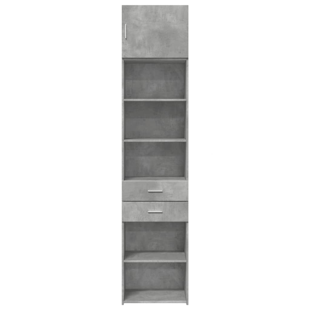 Opbergkast smal 50x42,5x225 cm bewerkt hout betongrijs