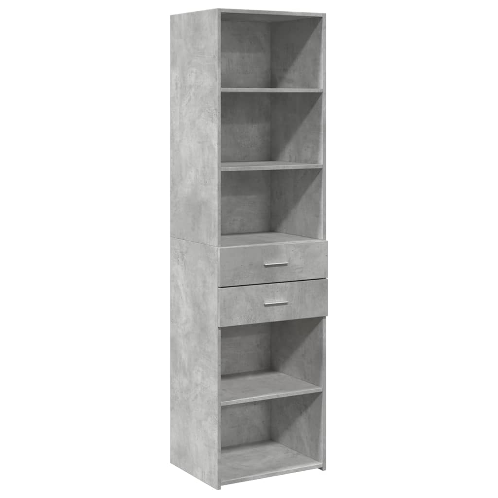 Opbergkast smal 50x42,5x225 cm bewerkt hout betongrijs
