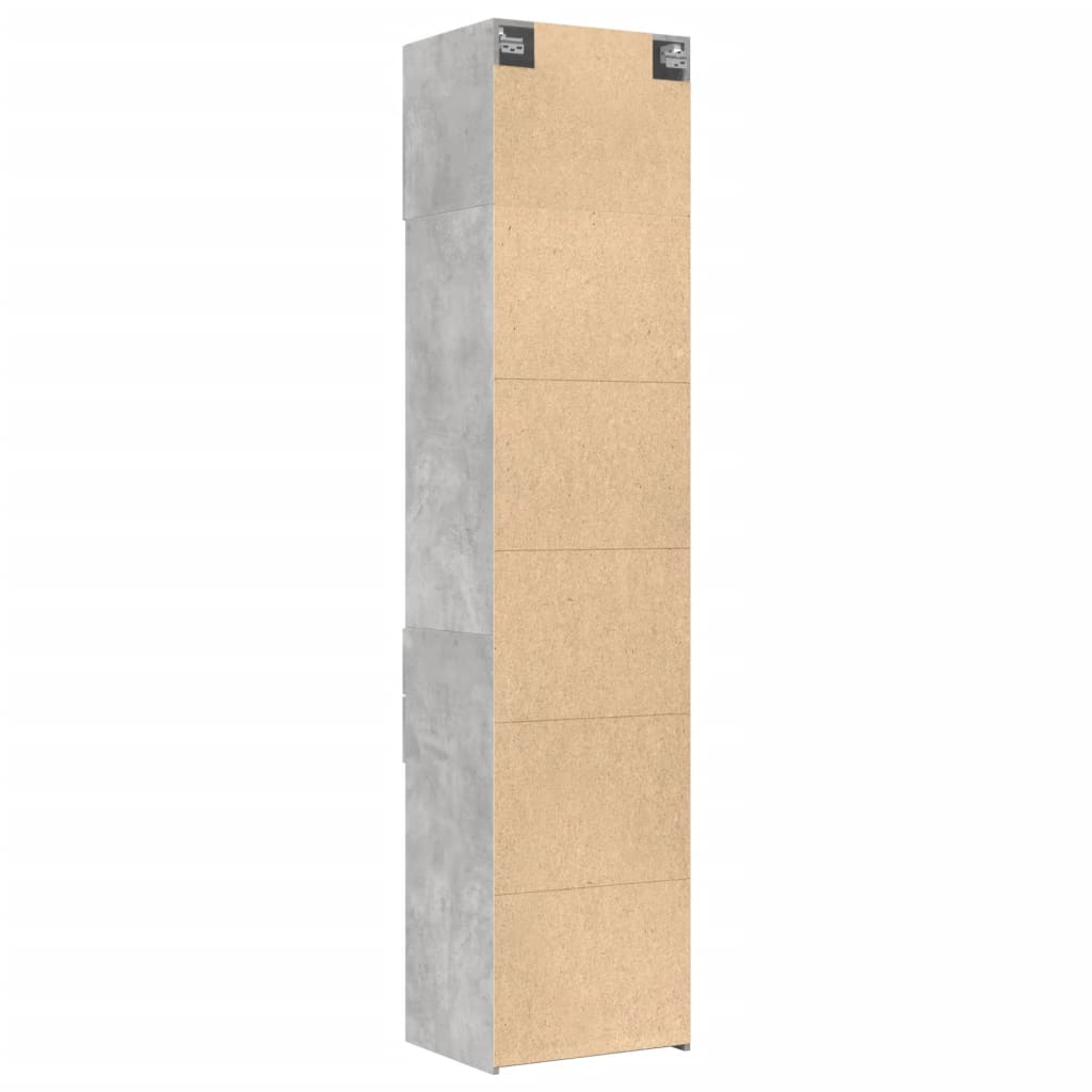 Opbergkast smal 50x42,5x225 cm bewerkt hout betongrijs