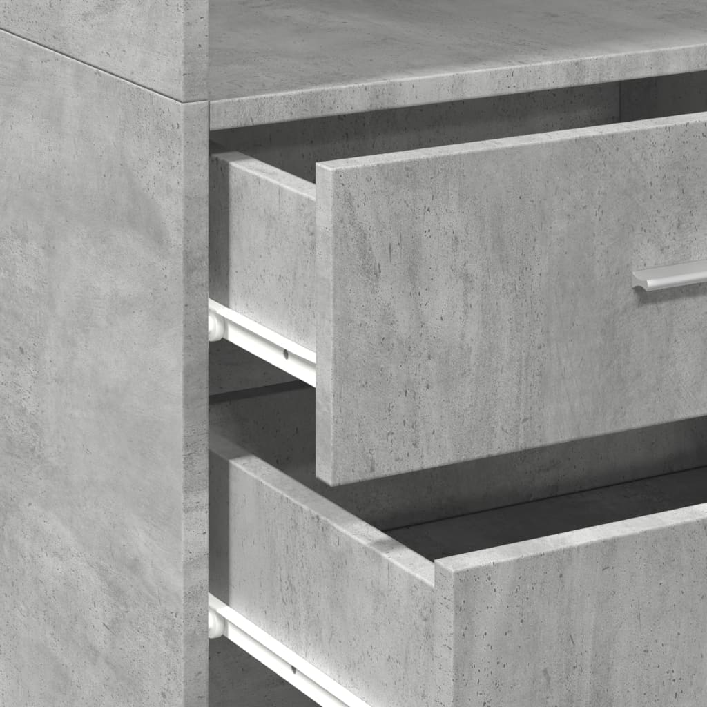 Opbergkast smal 50x42,5x225 cm bewerkt hout betongrijs
