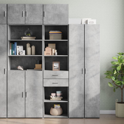 Opbergkast smal 50x42,5x225 cm bewerkt hout betongrijs