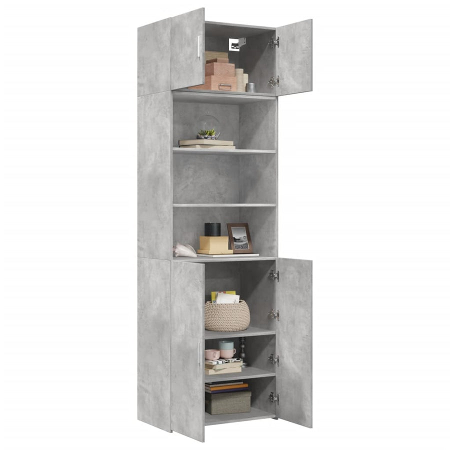 Opbergkast 70x42,5x225 cm bewerkt hout betongrijs