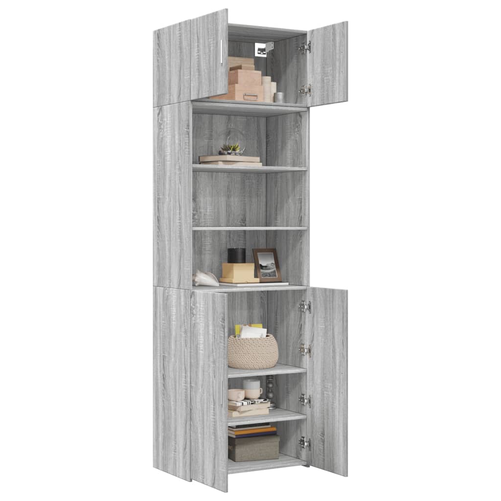 Opbergkast 70x42,5x225 cm bewerkt hout grijs sonoma eikenkleur