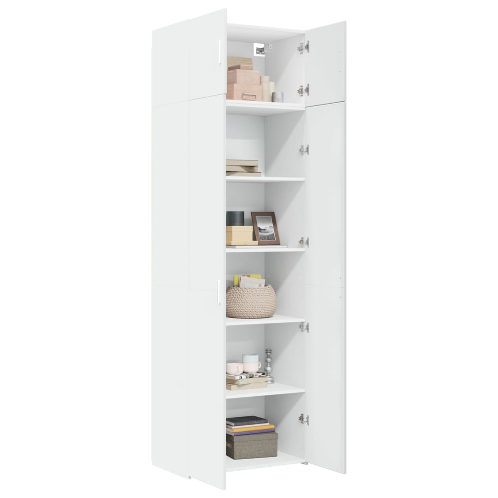 Opbergkast 70x42,5x225 cm bewerkt hout wit