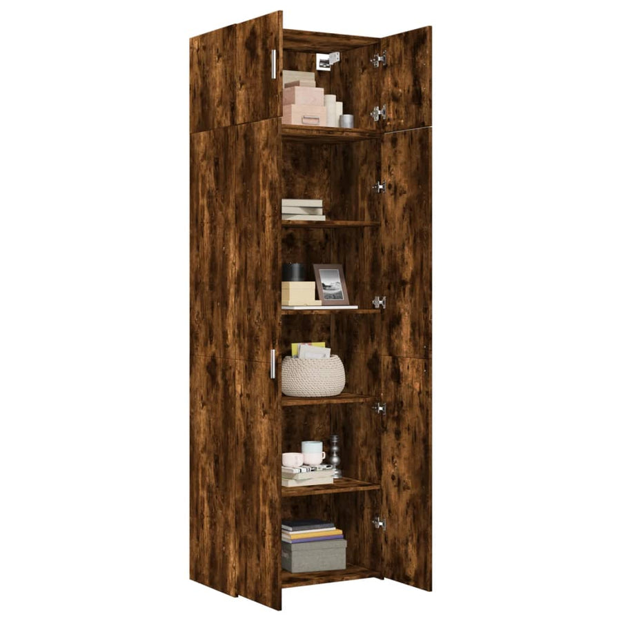 Opbergkast 70x42,5x225 cm bewerkt hout gerookt eikenkleur
